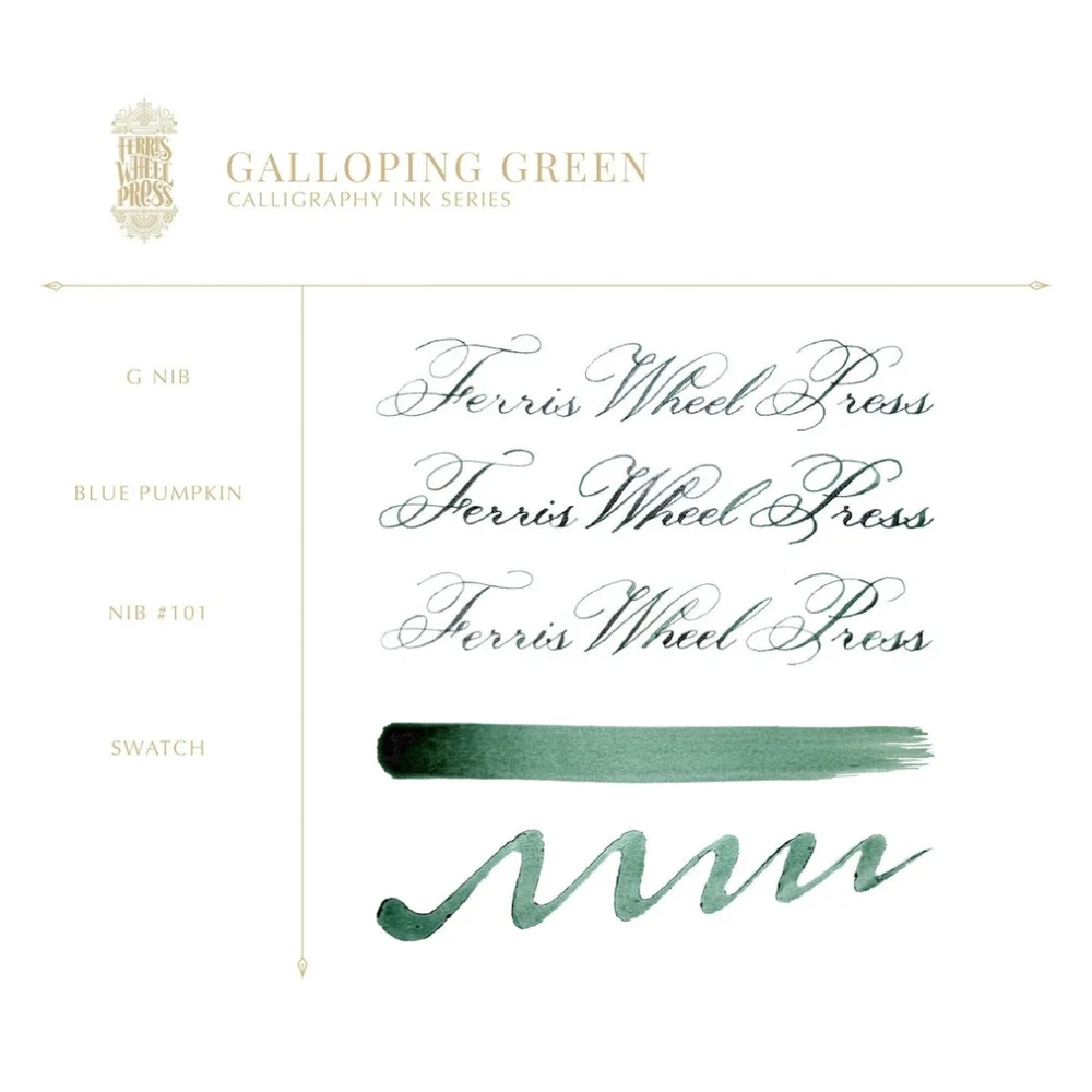 ⭐New In Box! Galloping Green 28ml Calligraphy Ink By Ferris Wheel Press - Picture 3 of 4
